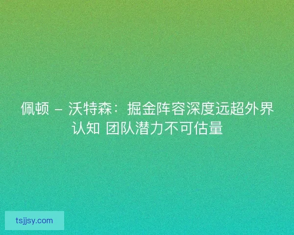 佩顿 - 沃特森：掘金阵容深度远超外界认知 团队潜力不可估量