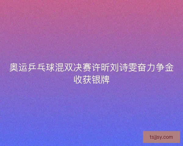 奥运乒乓球混双决赛许昕刘诗雯奋力争金收获银牌