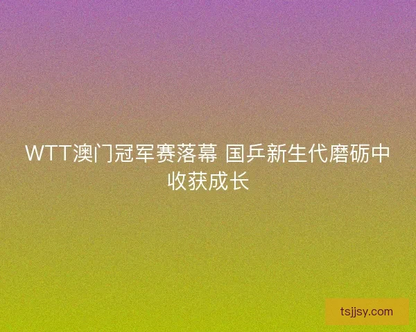 WTT澳门冠军赛落幕 国乒新生代磨砺中收获成长