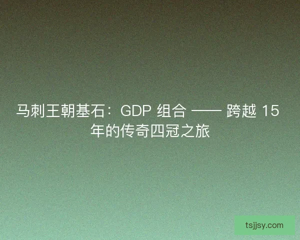 马刺王朝基石：GDP 组合 —— 跨越 15 年的传奇四冠之旅