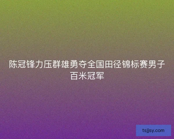 陈冠锋力压群雄勇夺全国田径锦标赛男子百米冠军